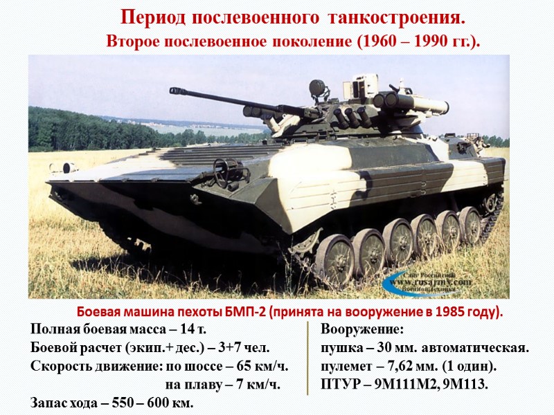 Период послевоенного танкостроения. Второе послевоенное поколение (1960 – 1990 гг.). Боевая машина пехоты БМП-2